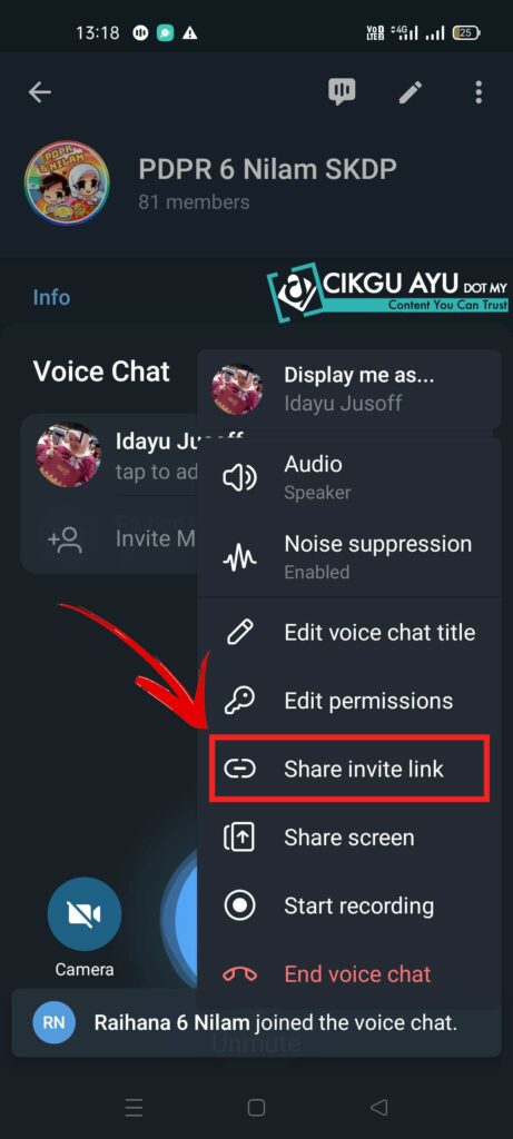 invite video call telegram
